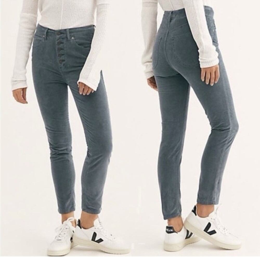 Anthropologie Pilcro High Rise Stet Gray Button Fly Skinny Jeans Women’s Size 30